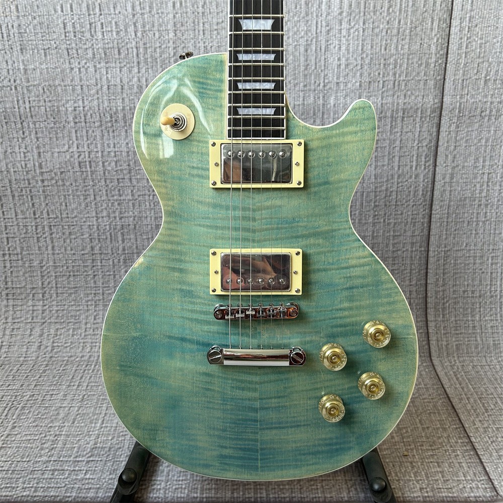 Custom LP Light Blue Electric Guitar Chrome Accessories Rosewood Fretboard