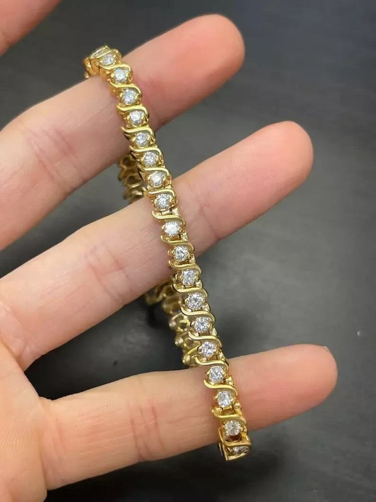 Women's 5CT Round Cut Lab-Created Diamond Tennis Bracelet 14k Yellow Gold Plated