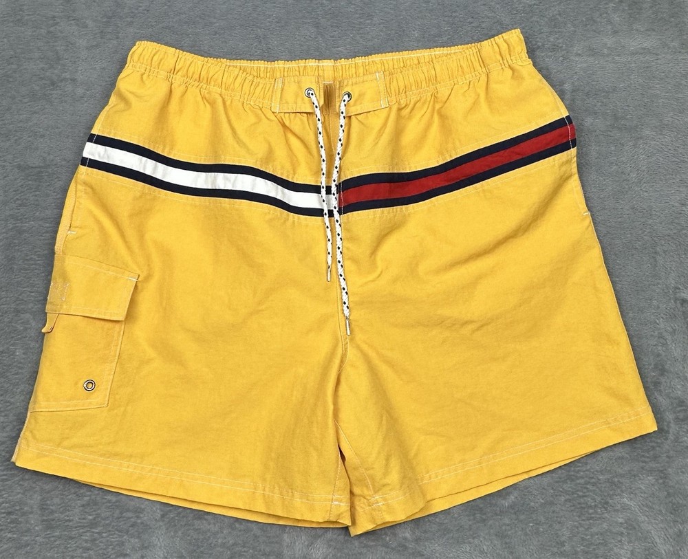 Tommy Hilfiger Mens XXL Yellow Flag 6-Inch Swim Trunks with Pockets