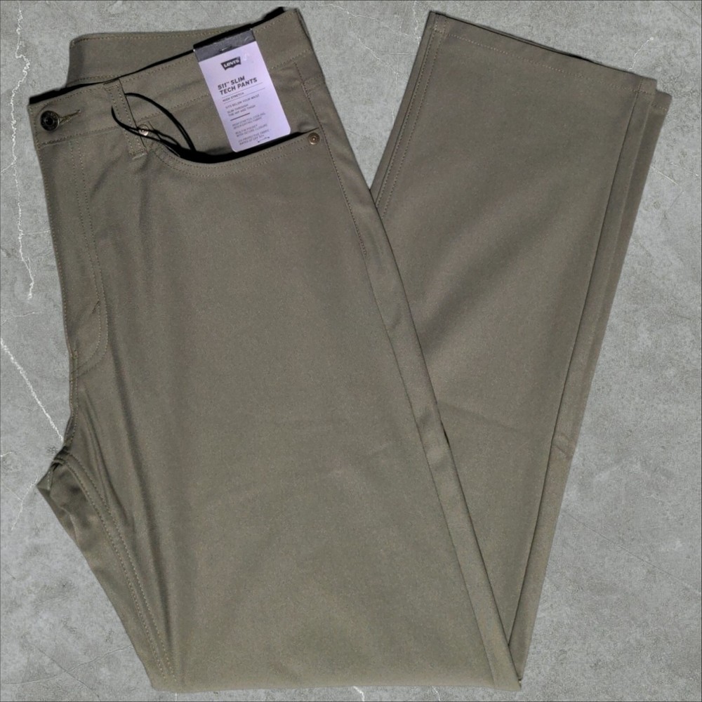 Levi's 511 Slim Tech Pants Men's 34 x 30 Stretch Cooling Fabric Quick Dry Olive