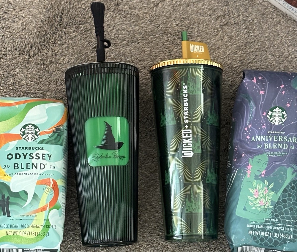 Starbucks Wicked 24oz Tumbler Bundle with Anniversary & Odyssey Whole Bean Coffee Blends