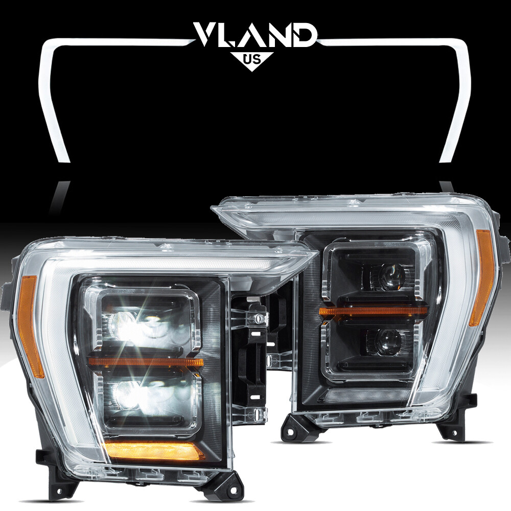 For 2021-2023 Ford F150 14th Gen FULL LED Headlights Fits Halogen LED Model Pair