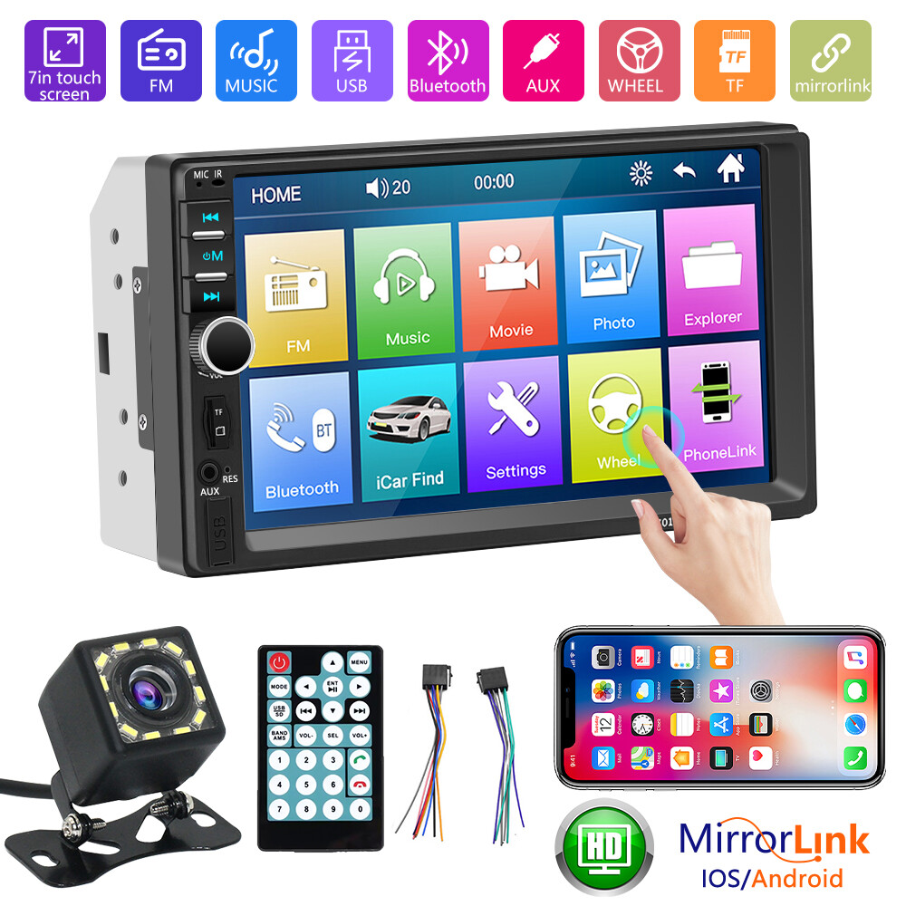 7 Inch Double Din MP5 Car Stereo with Bluetooth and Mirror Link Touchscreen-image