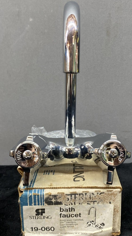 Bath Faucet Sterling With Front Lever Handles 3 3/8 Centers  Spout VINTAGE NOS