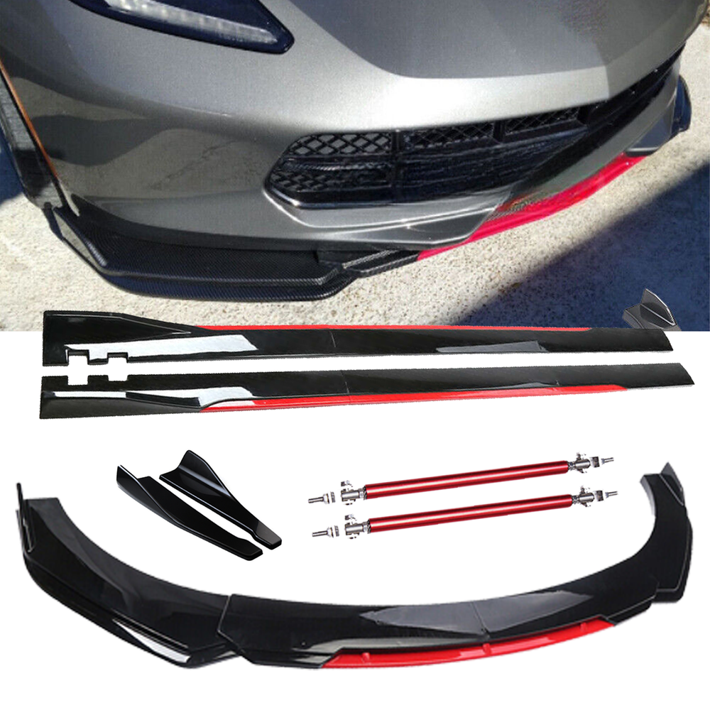 For 14-19 Corvette C7 Z06 Front Bumper Lip Spoiler Splitter Gloss Black Body Kit