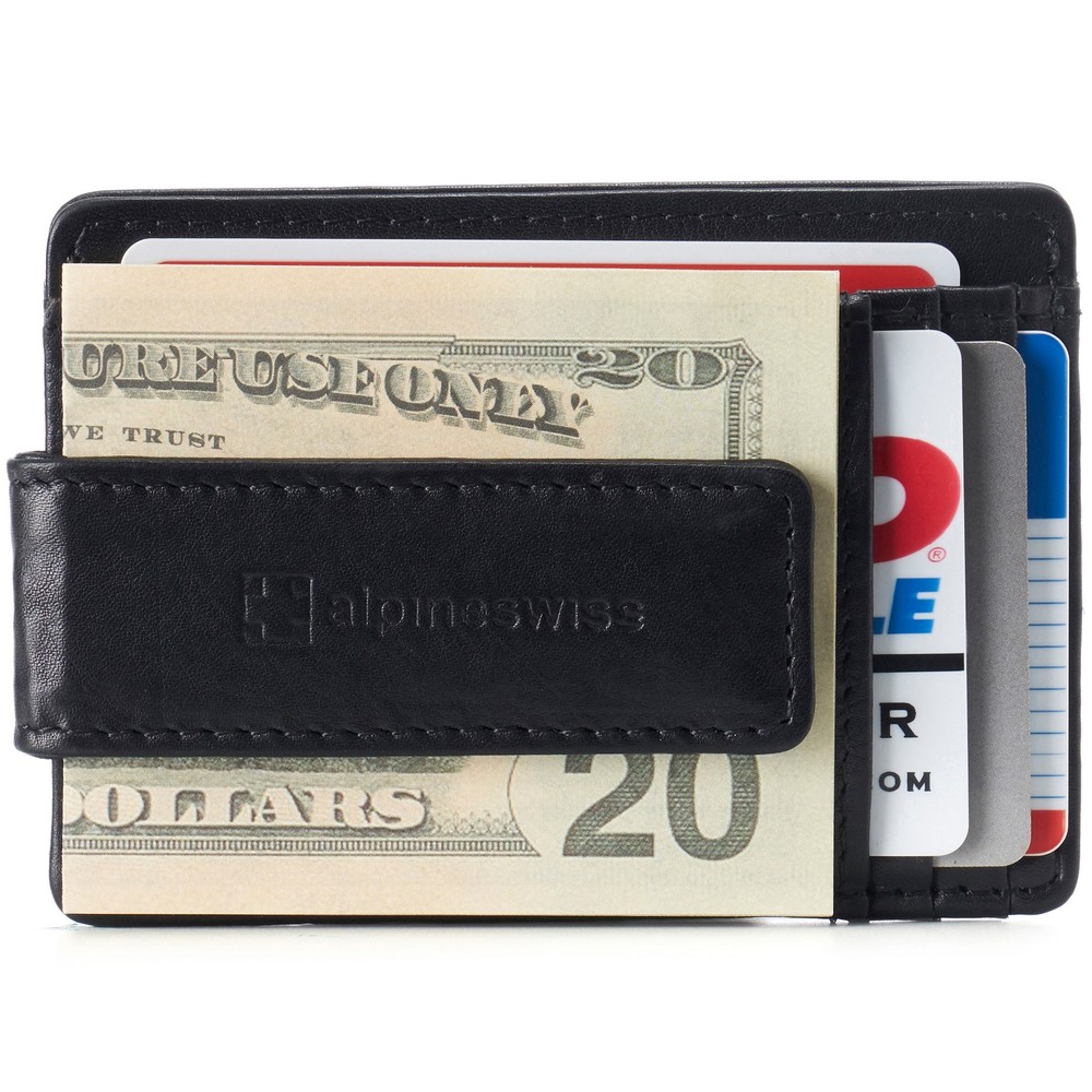 Alpine Swiss Money Clip for Credit Card, Men's Slim Leather Wallet, RFID Block