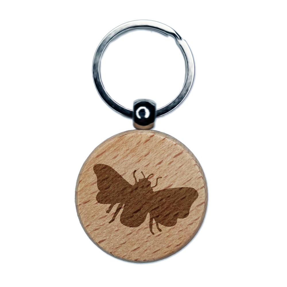 Engraved Wooden Round Bee Keychain Charm Tag  