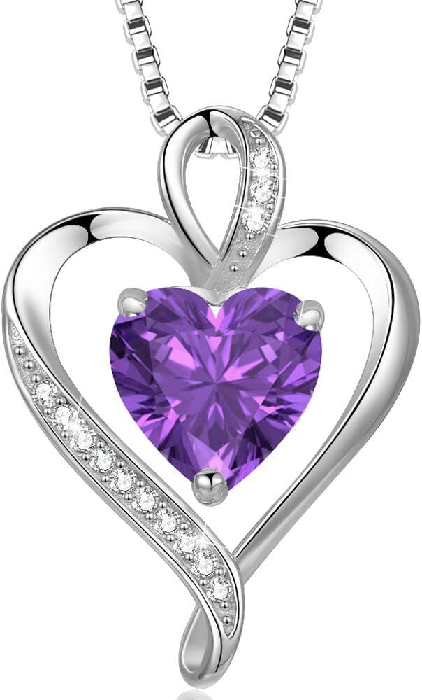 LAVUMO Necklaces for Women Sterling Silver Heart Pendant Chain Necklace Rose