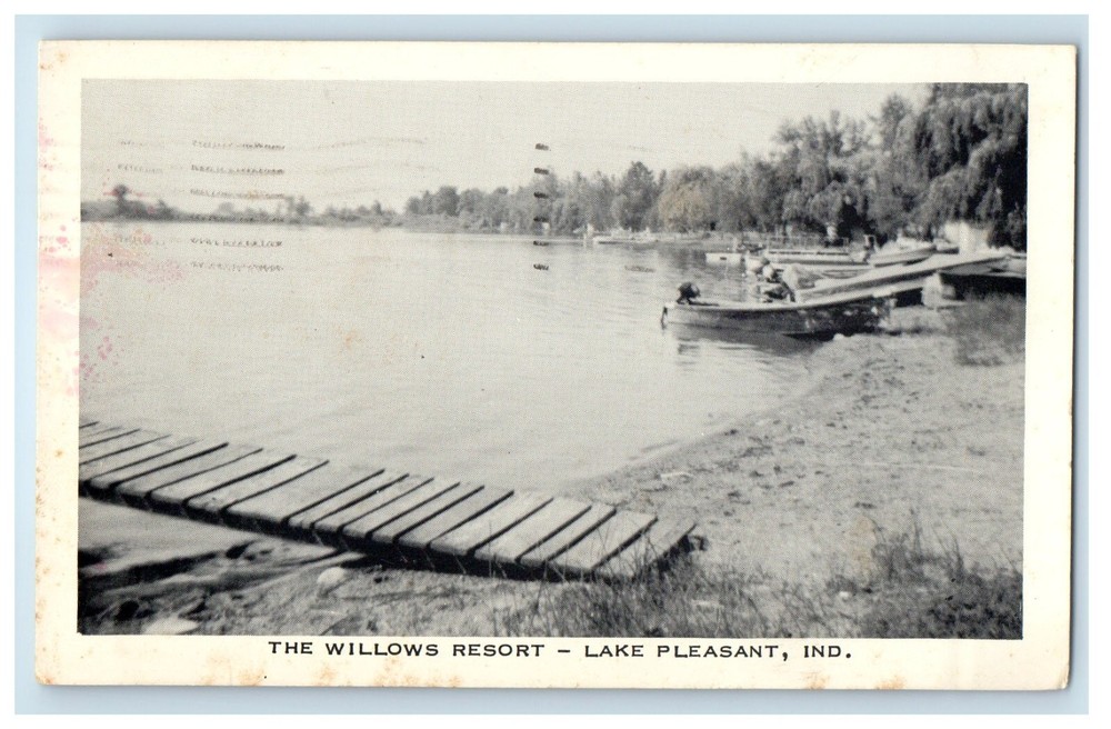 1959 The Willow Resort Boats Lake Pleasant Indiana IN Posted Vintage Postcard
