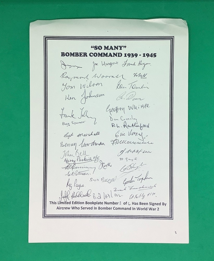 RAF Bomber Command Bookplate - Signed By 32 WWII Aircrew