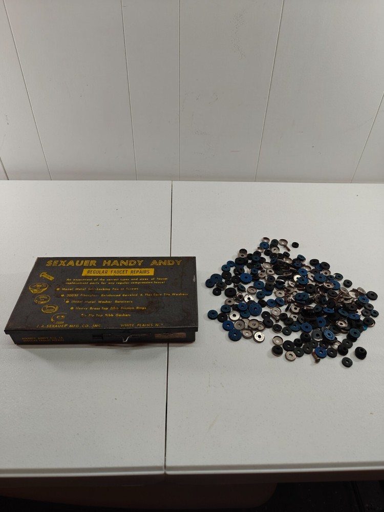 Vintage Sexauer Handy Andy Organizer Box NO. 1 Regular Faucet Repair Kit