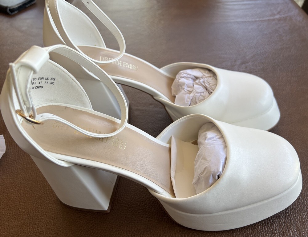 Dream Pairs 9.5 Block Heel Chunky Platform Pump Women’s Closed Toe Shoes