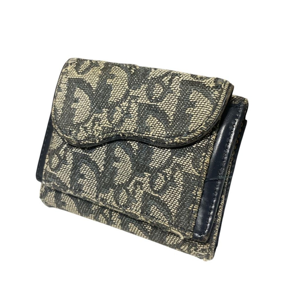 Dior Trotter Saddle Trifold Leather Wallet Preowned Luxury