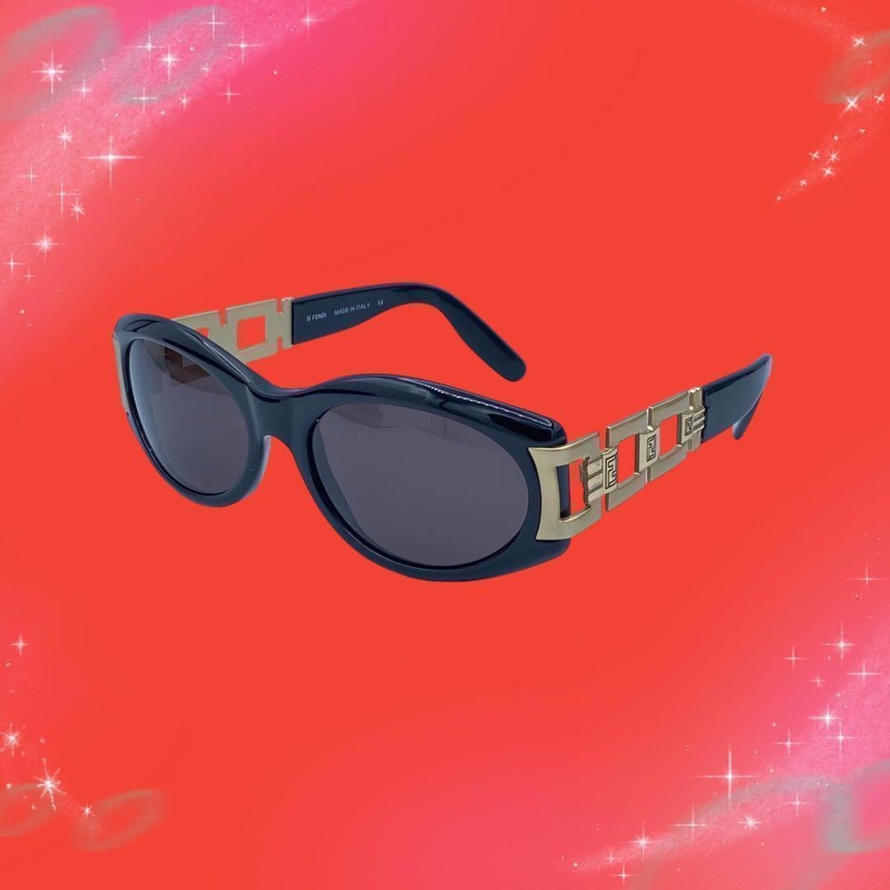 Fendi Black & Gold Logo Sunglasses 5.5 Inch Temple Pre-Owned