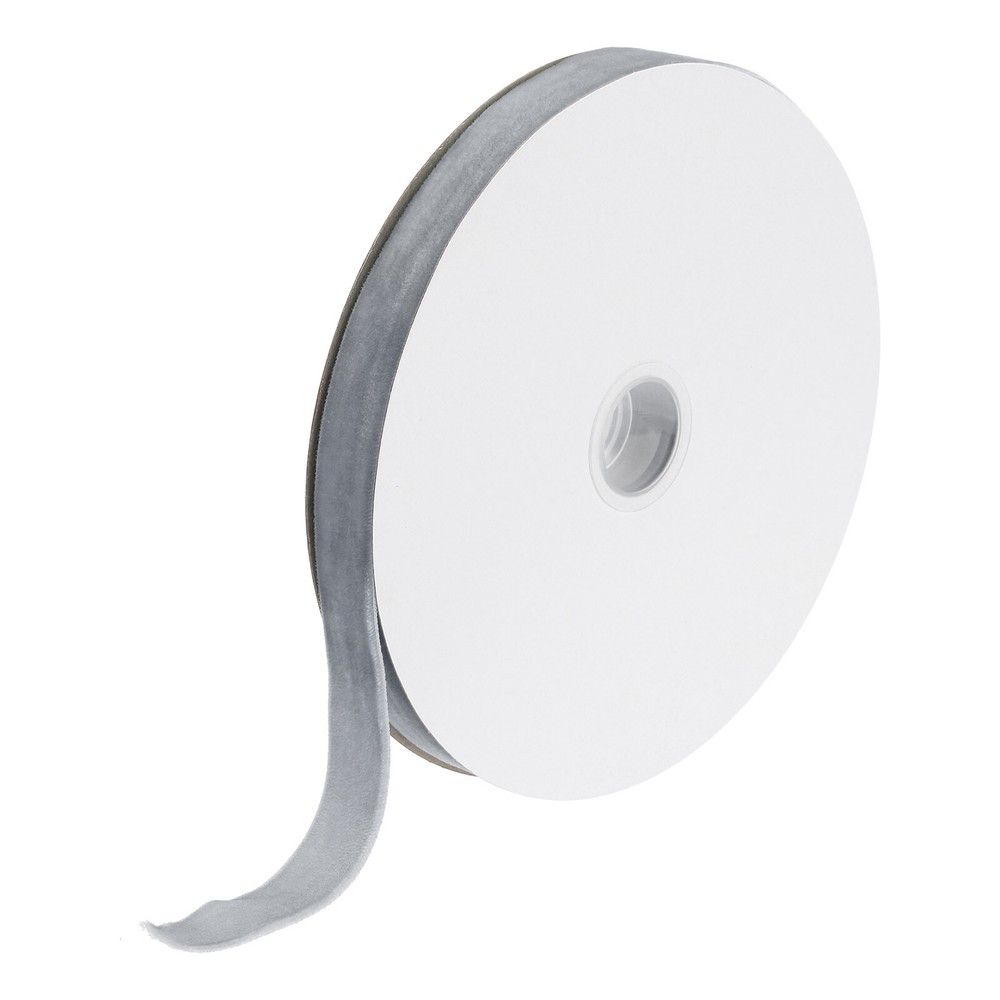 Velvet Ribbon 3/4 Inch x 25 Yard Single Face Spool Silky Fabric Grey