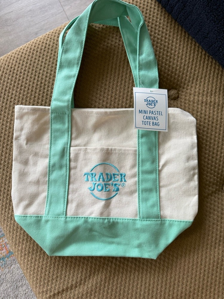 Limited edition Trader Joes mini pastel tote bag with tags-image