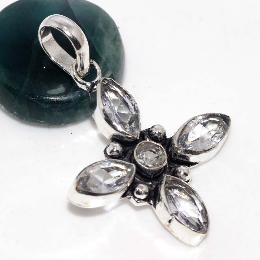 Crystal Topaz 925 Silver Plated Gemstone Handmade Pendant 2