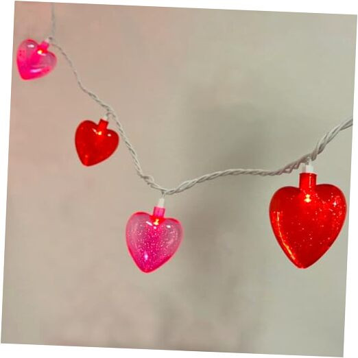 Red Pink Heart String Lights 8.5Ft Outdoor Valentine Decor
