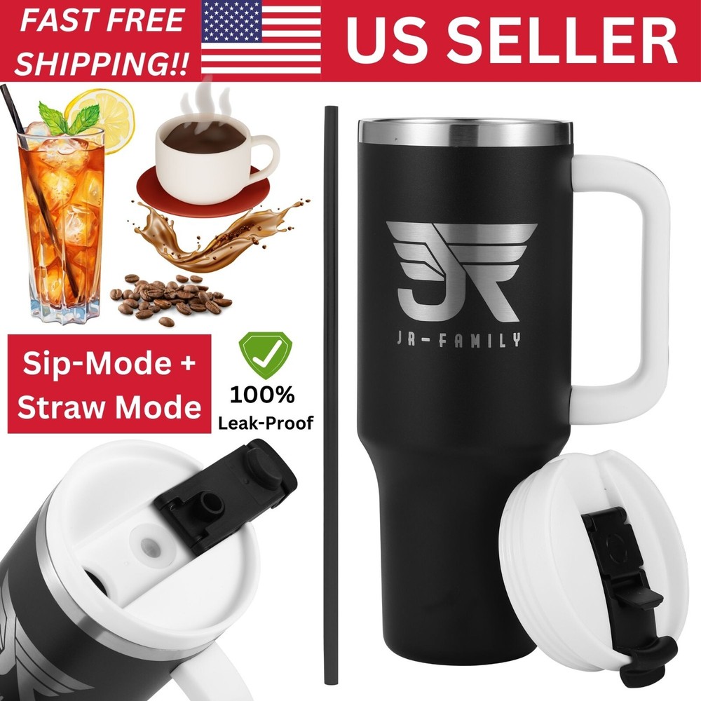 40 oz Tumbler Stainless Steel Vacuum Insulated With Lid And Straw BLACK Gift