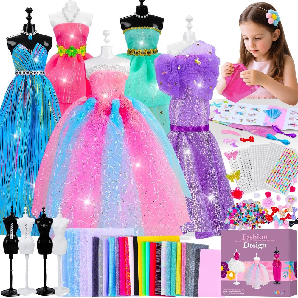 800-Piece Fashion Designer Kit for Girls with 4 Mannequins & DIY Sewing Art Supplies