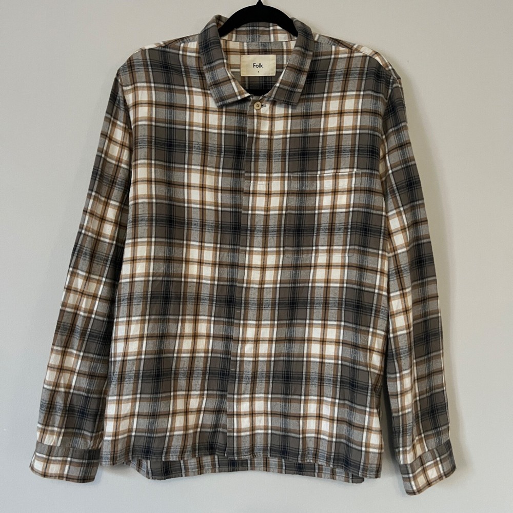 Folk Button Up Shirt Striped Long Sleeve Mens