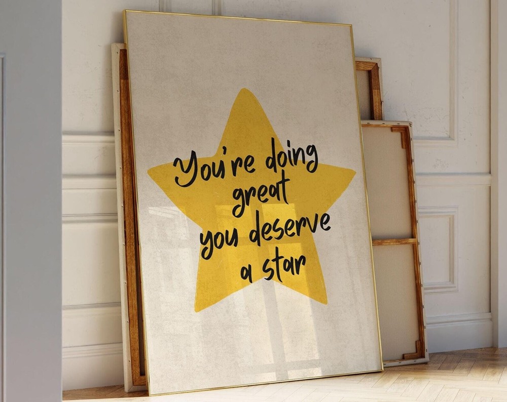 Trendy Motivational Star Wall Art Aesthetic Home Decor Uplifting Print For