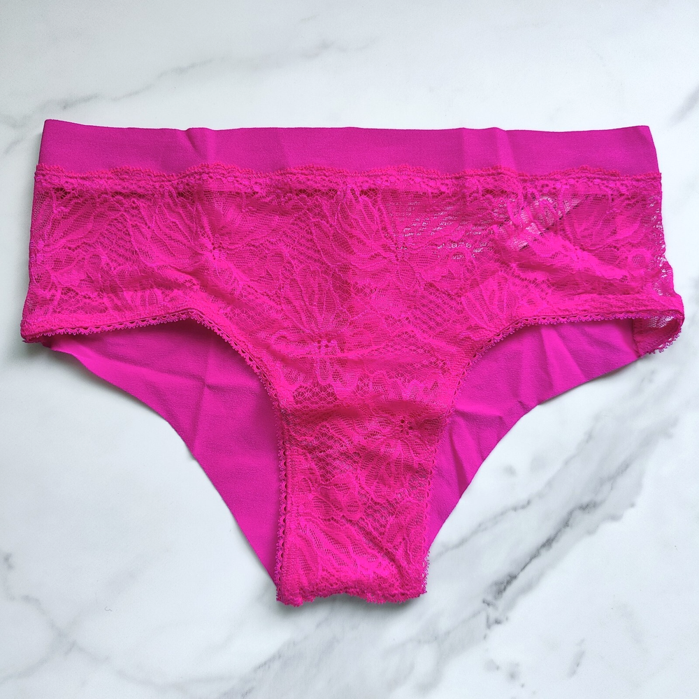 Victoria's Secret No-Show Lace-Front Cheeky Panty Bali Orchid Size S/M/XL