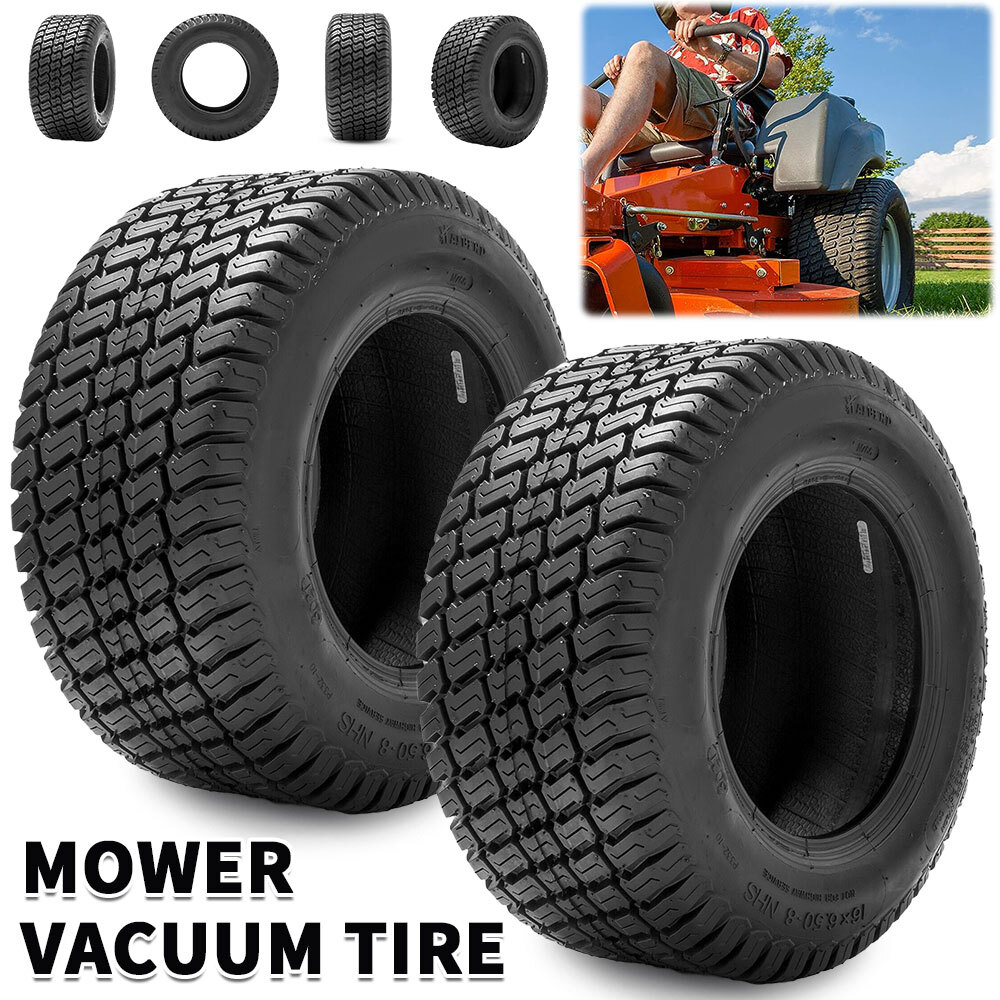 2 PCS 16x6.50-8 Lawn Mower Tires 16x6.5x8 4Ply Turf Mower Tractor Tyres Tubeless