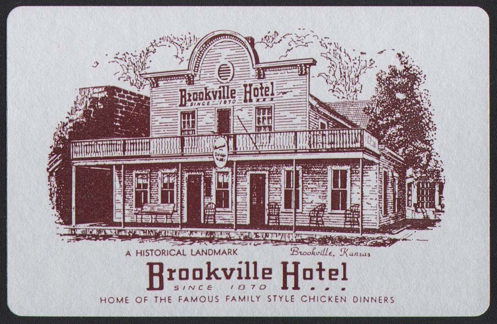 Vintage playing card BROOKVILLE HOTEL Historical Landmark pic Brookville Kansas