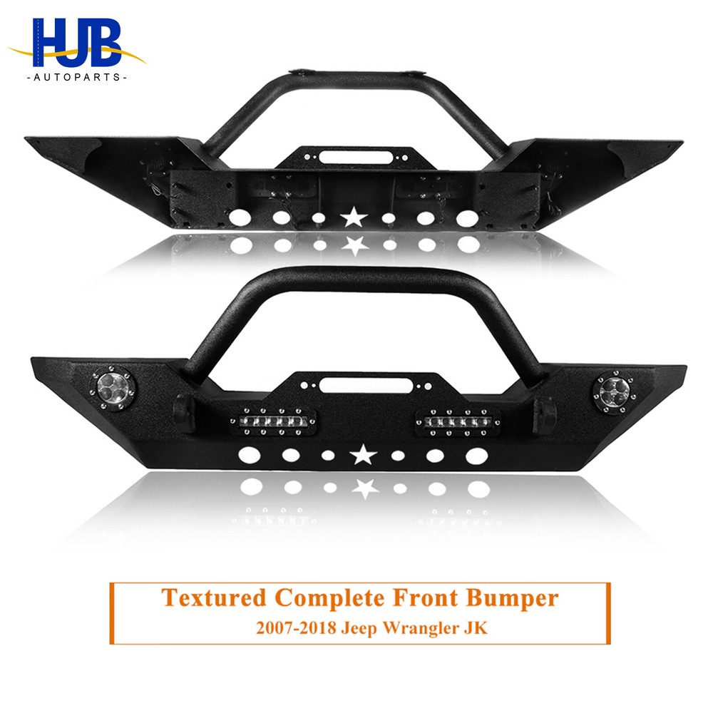 2007-2018 Jeep Wrangler JK Front Bumper w/ D-Ring & 144W Lights Winch Plate