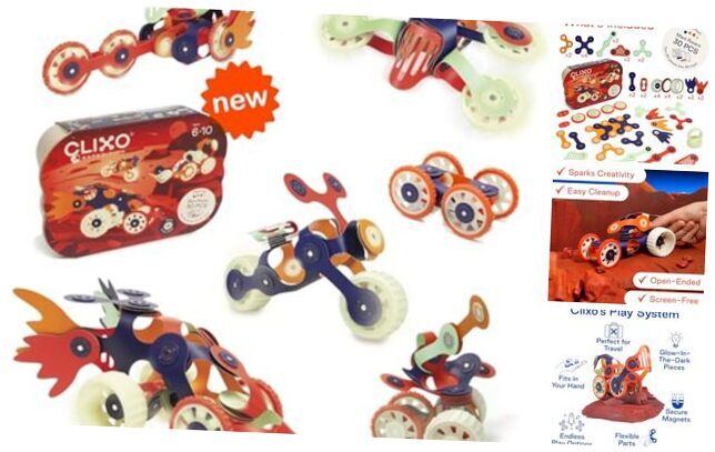 Mars Rover Pack - Glow-in-The-Dark Wheels Magnetic Building Toy - 30 Flexible