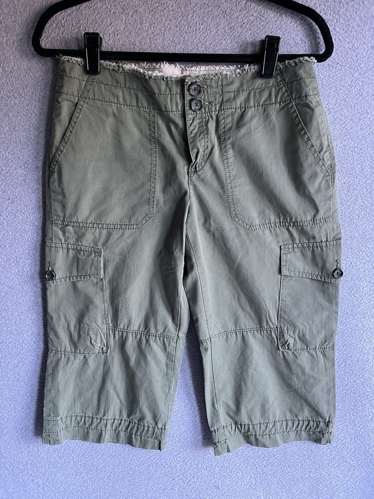 Y2K Banana Republic Hiking Utility Cargo Capri Pants Green Size 4