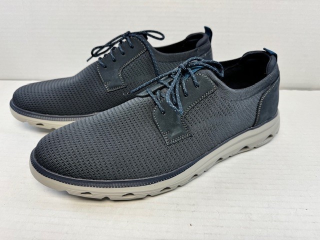 Johnston & Murphy Jenkins Plain Toe Shoe, Navy Textile Knit/ Nubuck Trim, 9 M