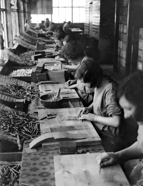1930 A Production Line In A Fireworks Factory Huddersfield Old Photo