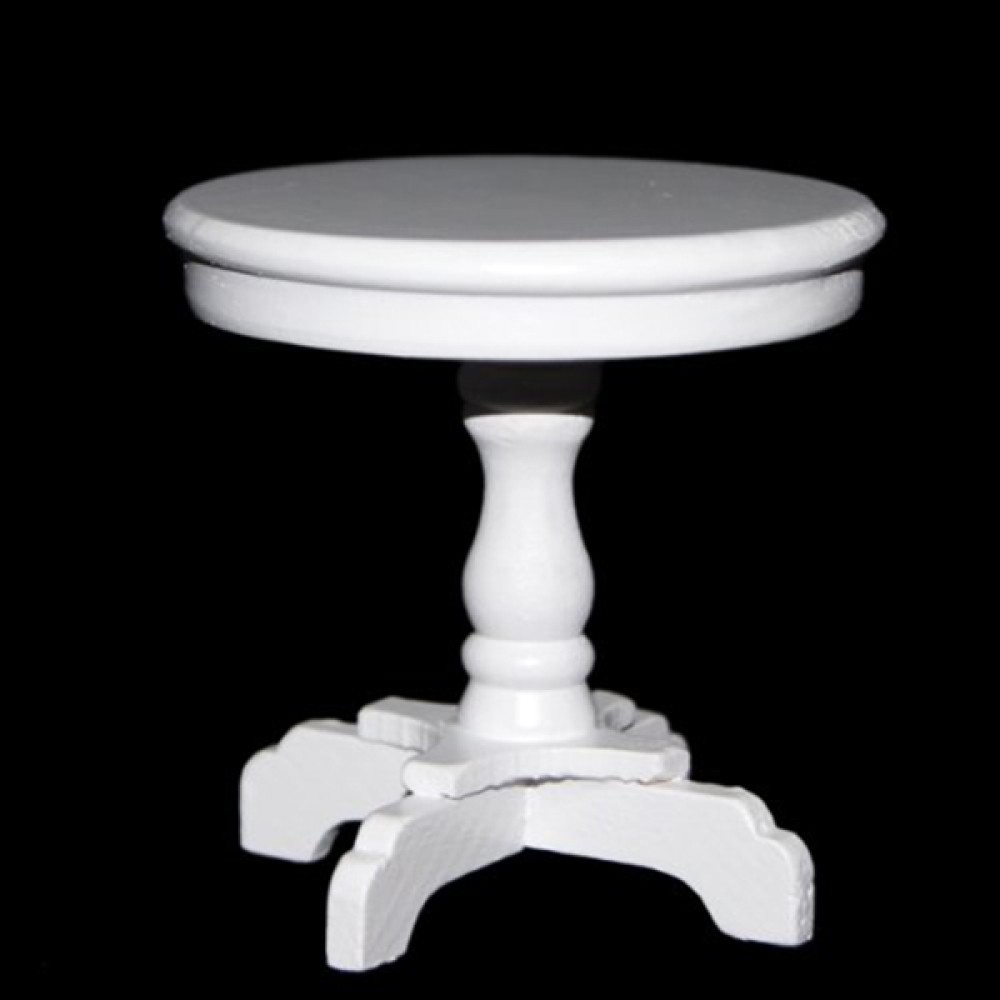 Miniature White Wooden Round Coffee Table for Dollhouse