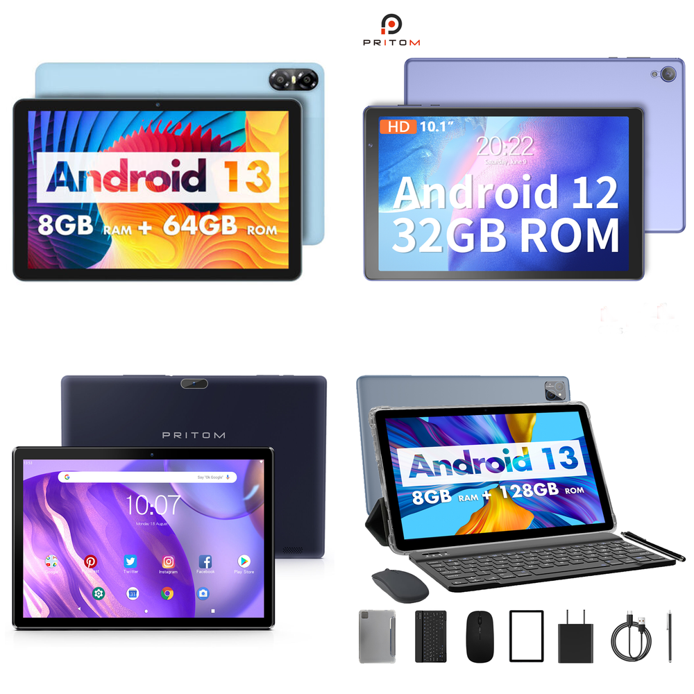 PRITOM 10 inch Android 13 Tablet,32GB 64GB 128GB Quad-Core Pad Wifi 6000mAh New