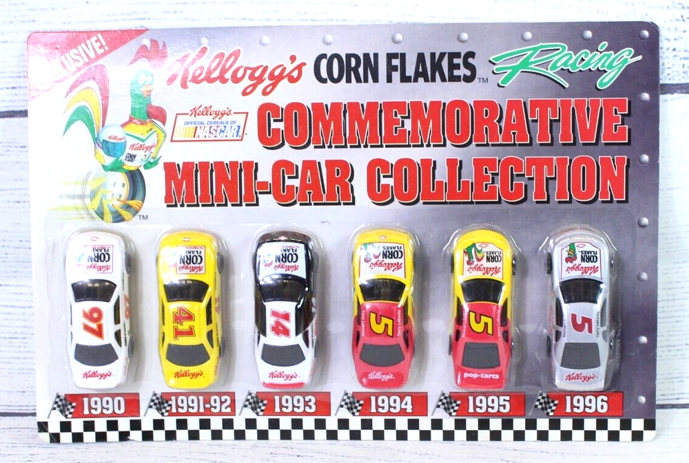KELLOGG'S CORN FLAKES COMMEMORATIVE MINI-CAR 6 Car COLLECTION NASCAR 1990 - 1996