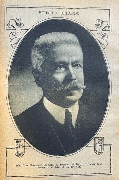 1917 Vintage WWI Illustration Vittorio Orlando Premier of Italy