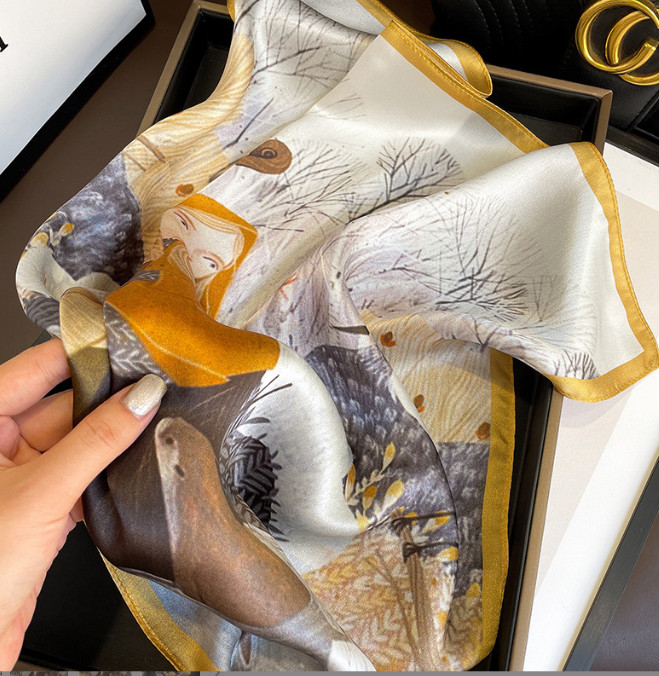 Fashion50*50cm 100% Natural Silk Mulberry Silk Scarf Women's small square yellow