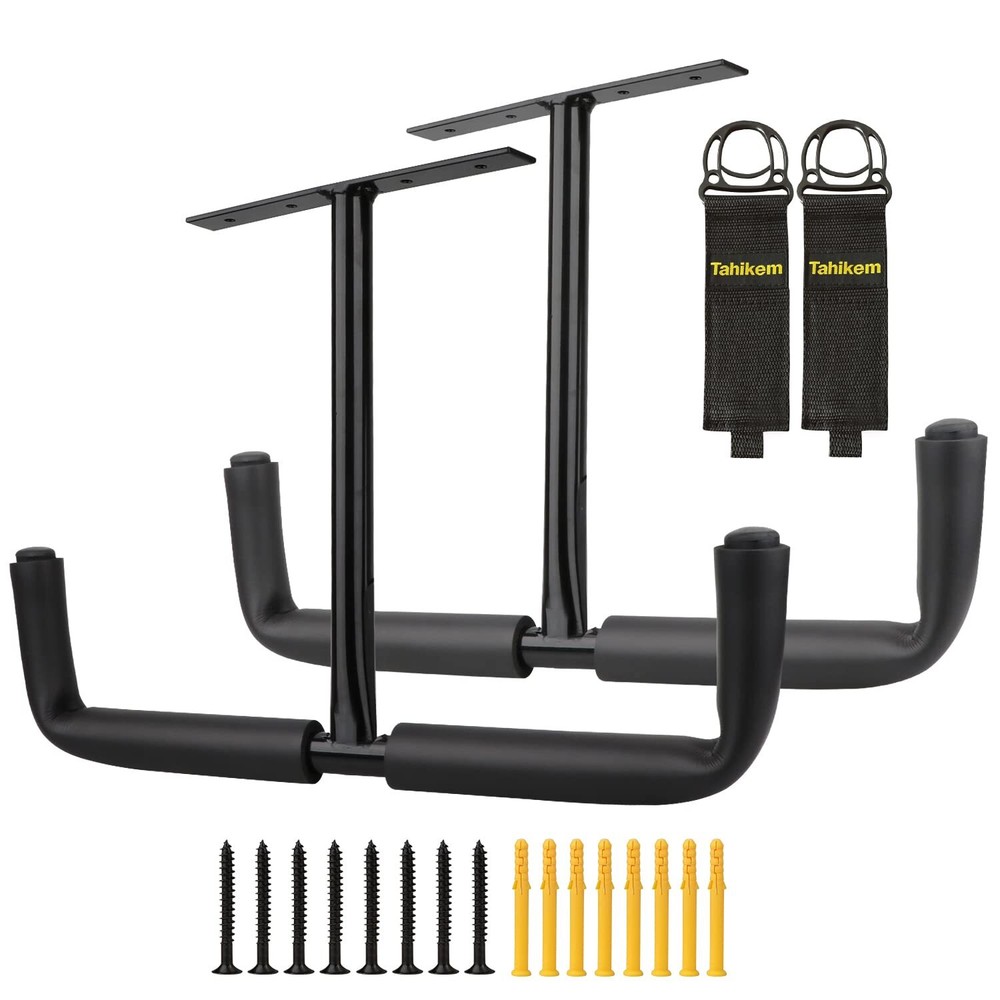2 Set Overhead Garage Storage Rack, Heavy Duty Overhead Storage Double Hook, ...