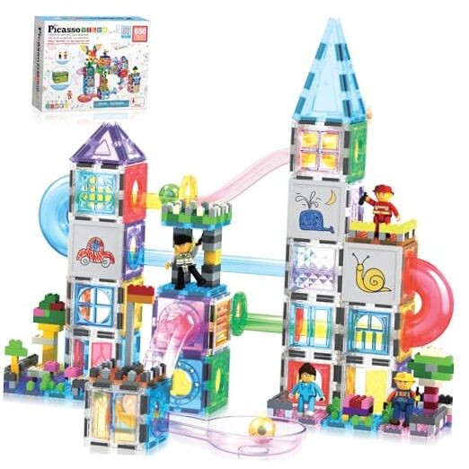 650PCS Marble Run Magnetic Tiles and Brick Combo Magnet Tile 650pc combo