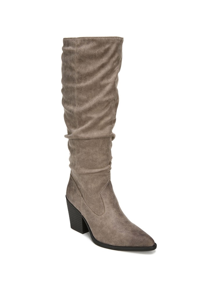SOUL Womens Beige Antimicrobial Mackenzie Almond Toe Block Heel Slouch Boot 8 M