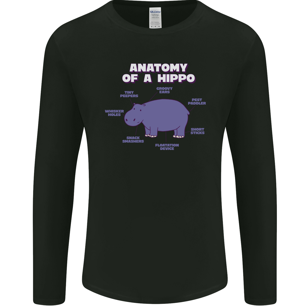 Hippo Anatomy Funny Hippopotamus Mens Long Sleeve T-Shirt