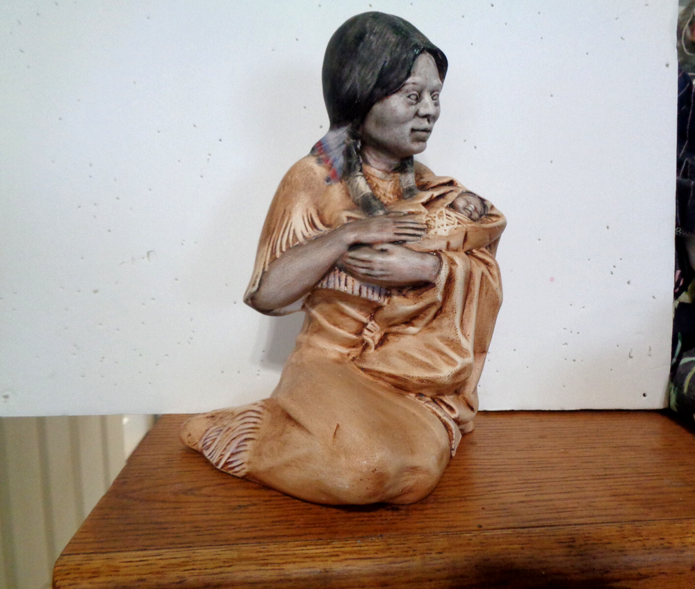Native American Woman Handcrafted Sculpture Art Piece