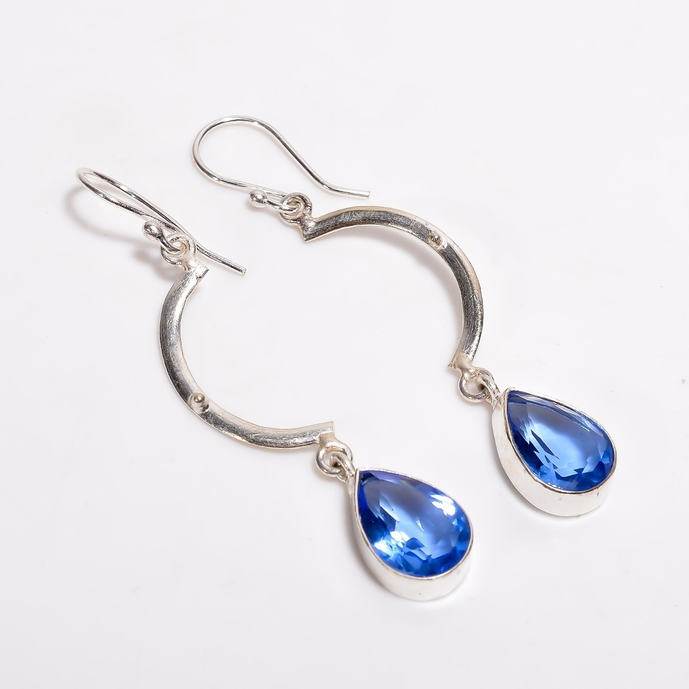 Natural Tanzanite Gemstone Drop/Dangle Earrings 925 Sterling Silver For Women