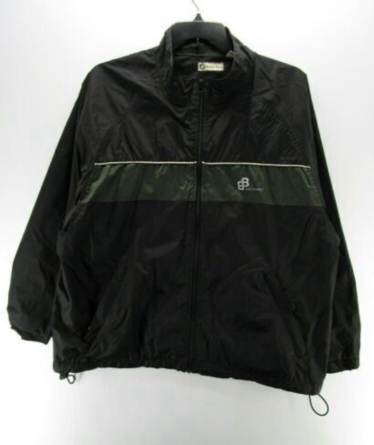 Bugle Boy Windbreaker Jacket Logo Black Xl Vtg 90s Y2K MS2