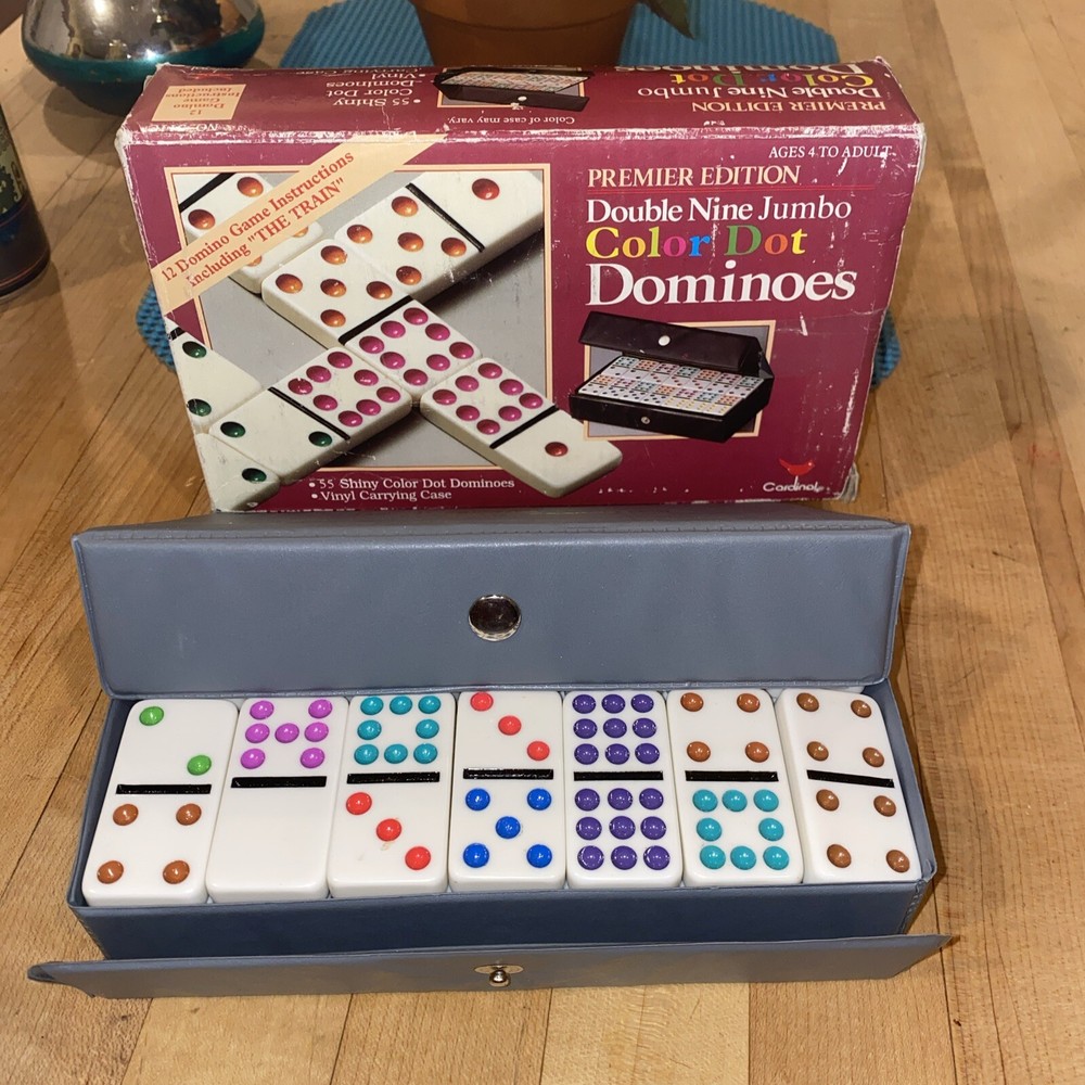 Cardinal Premier Edition Double Nine Jumbo Color Dot Dominoes No. 511C Box Case