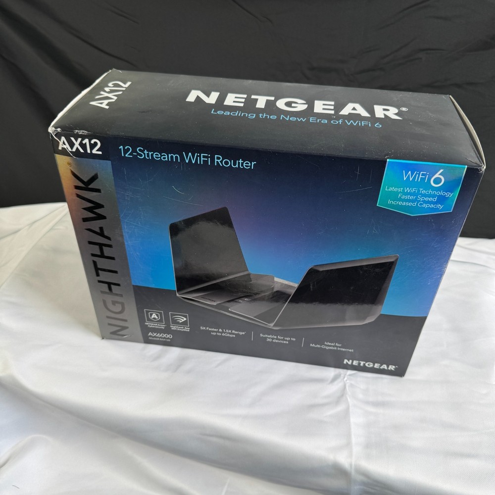 NETGEAR Nighthawk AX12 RAX120-100NAS AX6000 WiFi 6 Router 12-Stream