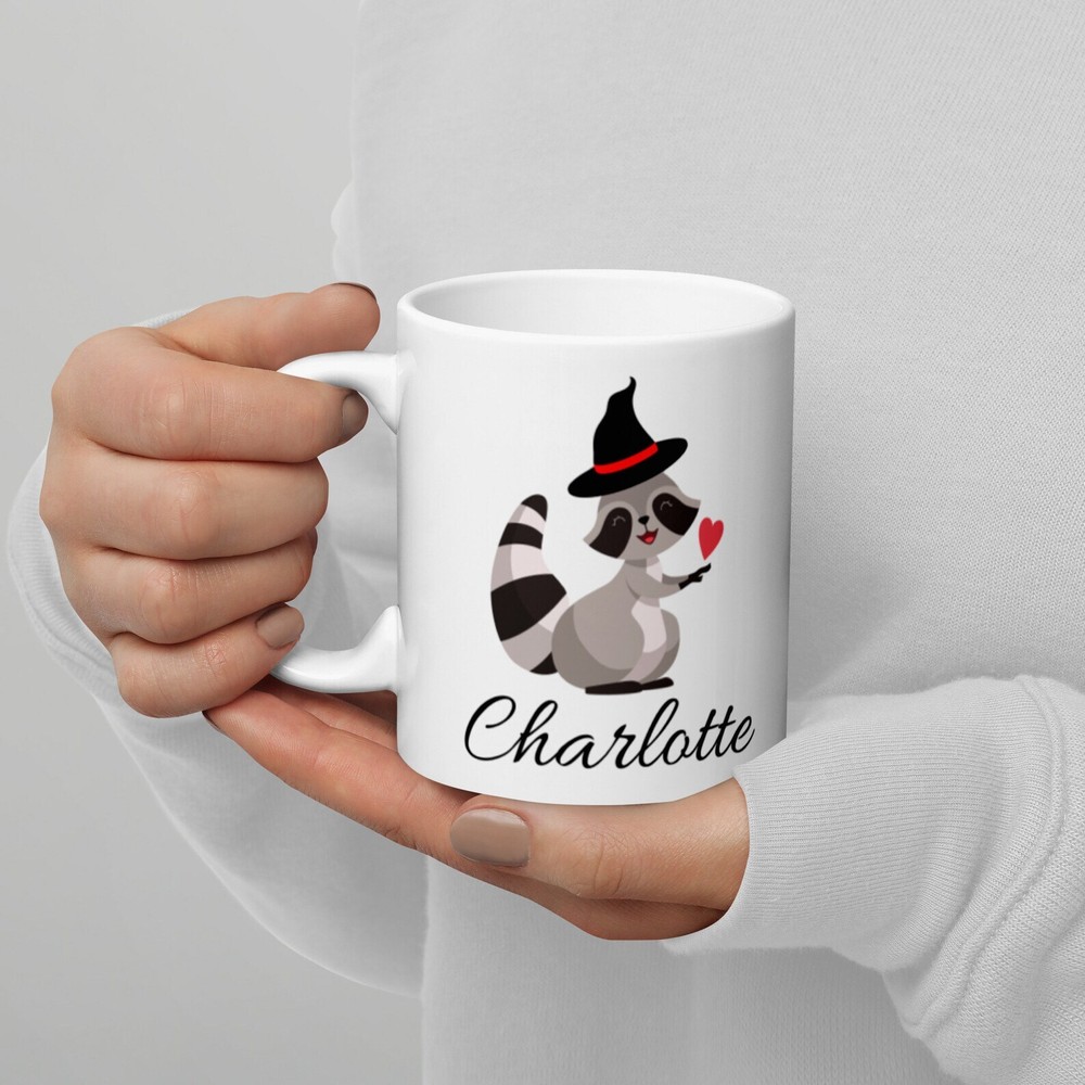 Raccoon White Mug Custom Name Raccoon Gifts For Raccoon Lovers