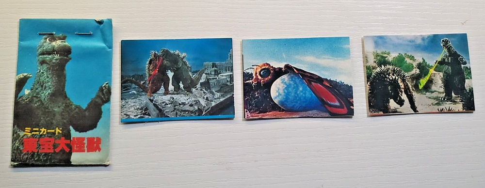 1970s Yamakatsu Godzilla mini trading cards lot of 3 vintage collectibles